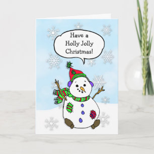 Carte Vacances Holly Jolly Noël Snowman