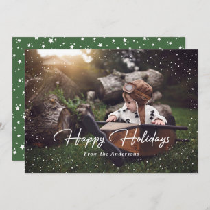 Carte Vacances Photo Migny Green Snow Stars