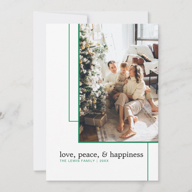 Carte Vacances photo simple ligne verte (Devant)