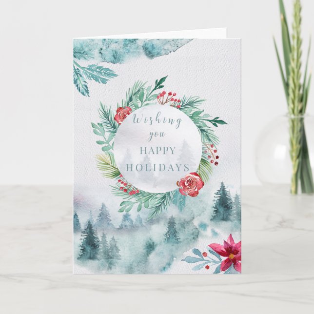 Carte Vacances - Wreath WC sur la scène d'hiver (Devant)