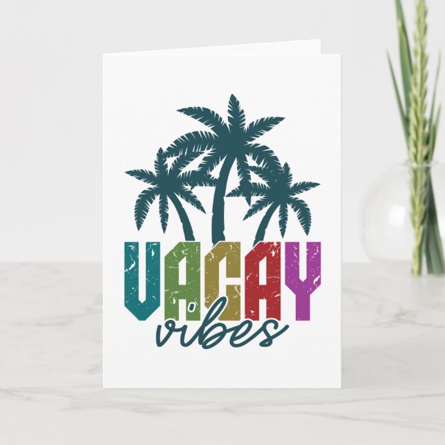 Carte Vacay Vibes and Palm Tree Summer Vacay Hawaii (Devant)