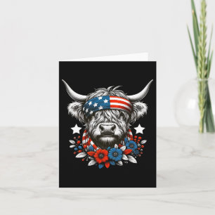 Carte Vache 4 juillet Drapeau américain Fête de l'indépe