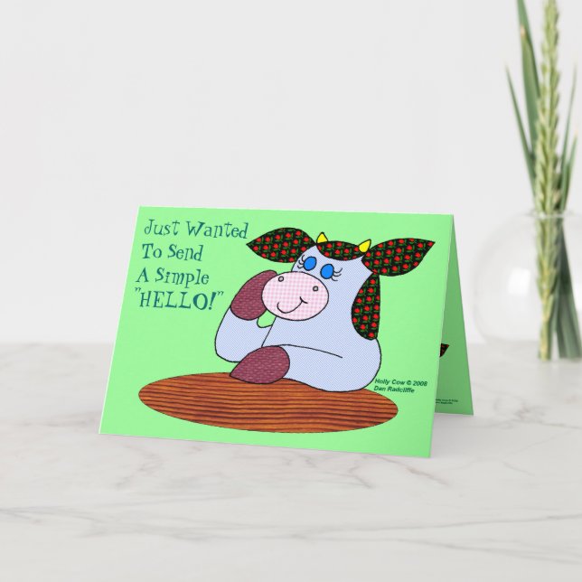 Carte Vache à houx, "un bonjour simple " (Devant)