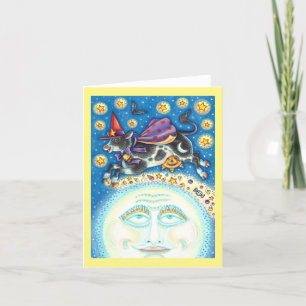CARTE VACHE AU-DESSUS DE L'HOMME DANS LA LUNE CAPRICE CO