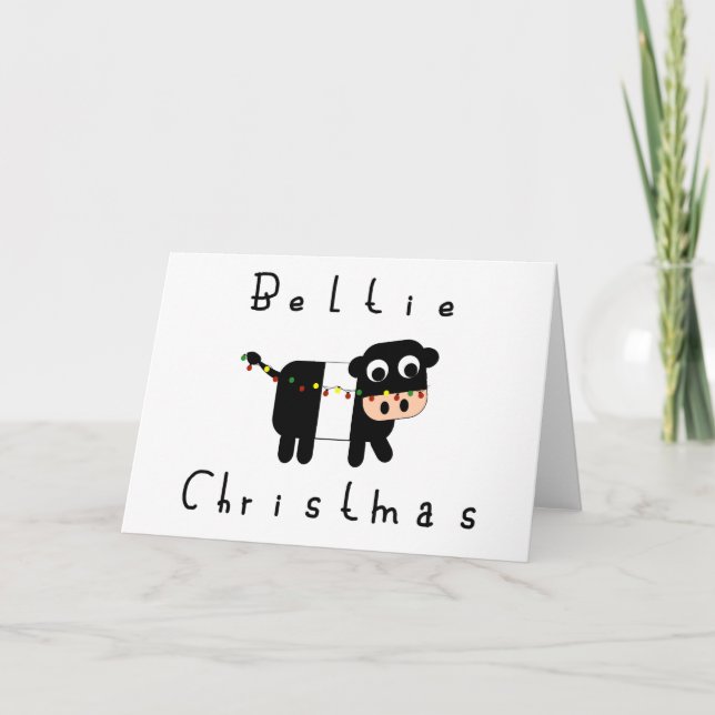 Carte Vache ceinturée par Noël mignon à Beltie Galloway (Devant)