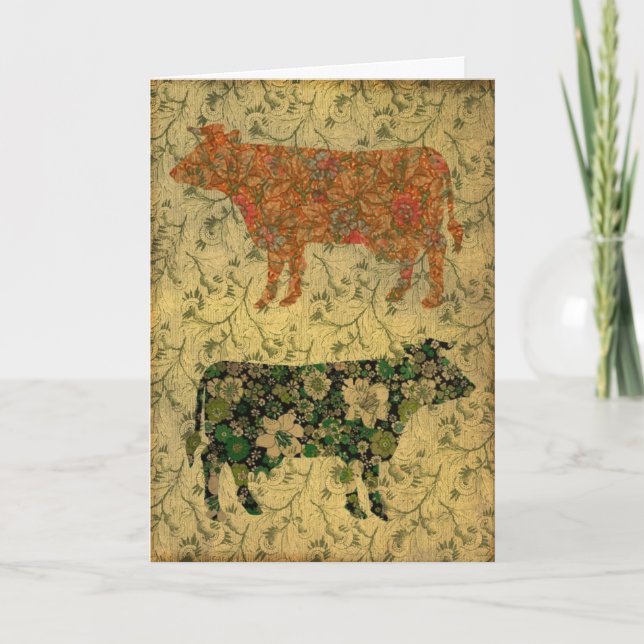 Carte Vache Collage Anniversaire (Devant)
