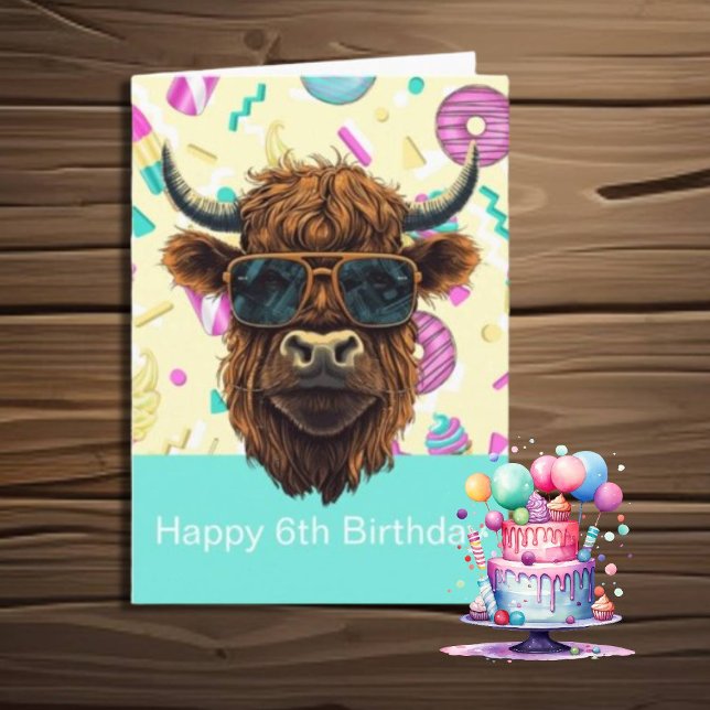 Carte Vache Cool Highland BONJOUR D'ANNIVERSAIRE (Créateur téléchargé)