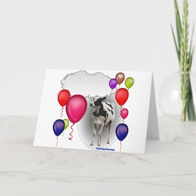 Carte vache d'anniversaire (Devant)