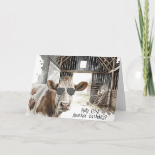Carte Vache d'anniversaire avec lunettes de soleil Avion