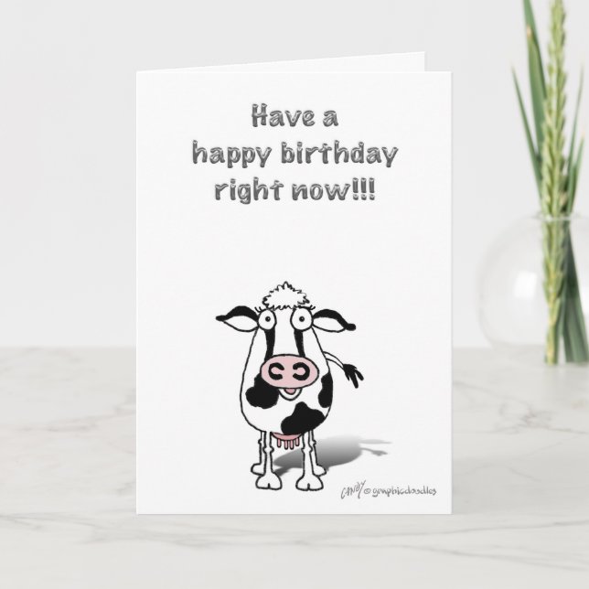 Carte Vache d'anniversaire Bossie ! (Devant)