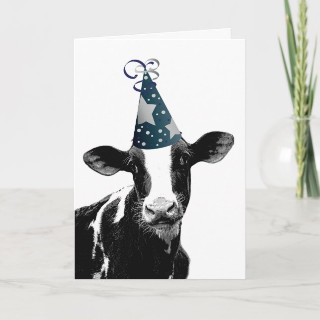 Carte Vache de fête - Fête de style laitier (Devant)