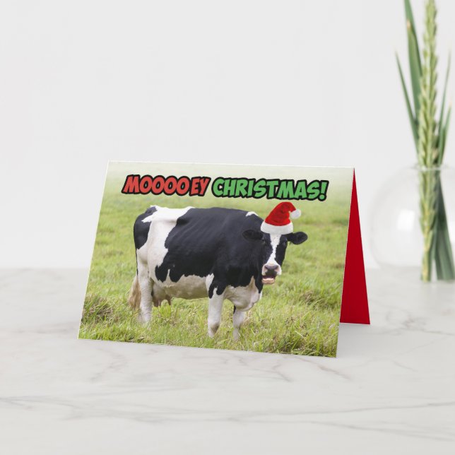 Carte Vache de Noël amusante - Noël de l'argent (Devant)
