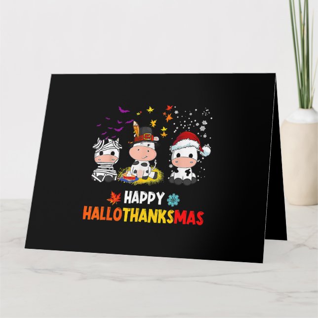 Carte Vache de Noël Joyeux Hallothanksmas Halloween Than (Devant)