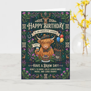 Carte Vache des Highlands Anniversaire Écossais
