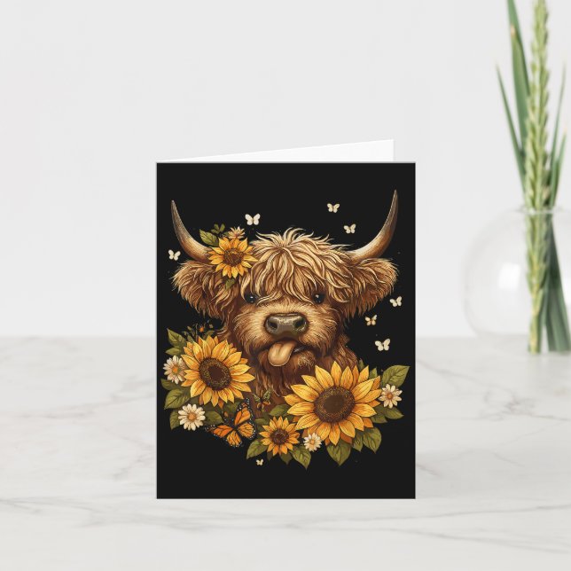 Carte Vache des Highlands avec tournesol  (Devant)