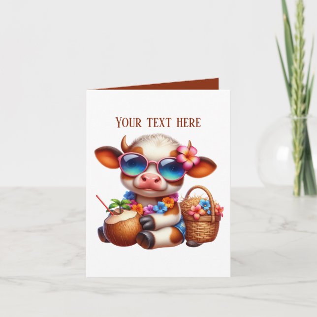 Carte Vache des Highlands de plage cool personnalisable (Devant)