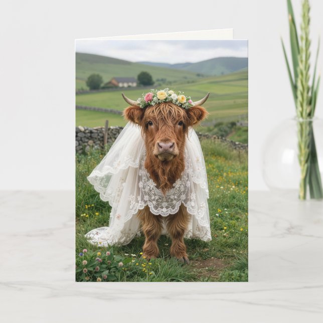 Carte Vache des Highlands Félicitations à la mariée (Devant)