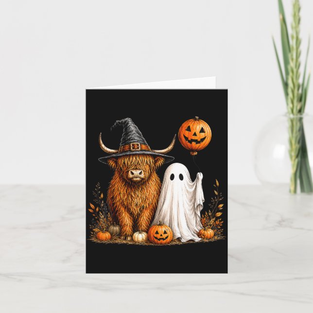 Carte Vache des Highlands Halloween vache highlander eff (Devant)