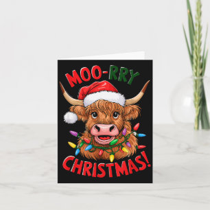 Carte Vache des Highlands Pyjama de Noël Moo Rry Amoureu