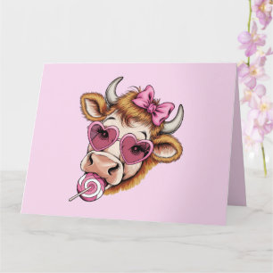 Carte Vache des Highlands Saint-Valentin Coquette Fête d