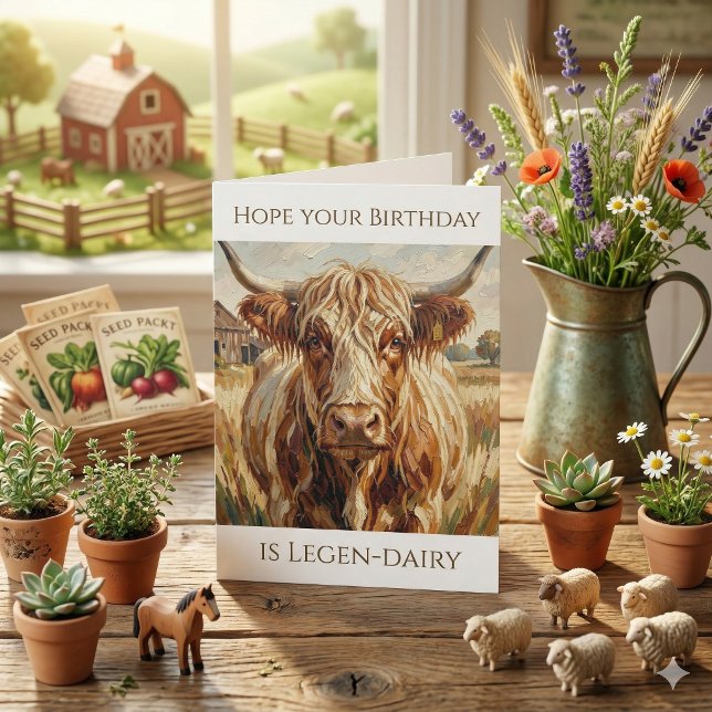 Carte Vache drôle de jeu de mots joyeux anniversaire (Créateur téléchargé)