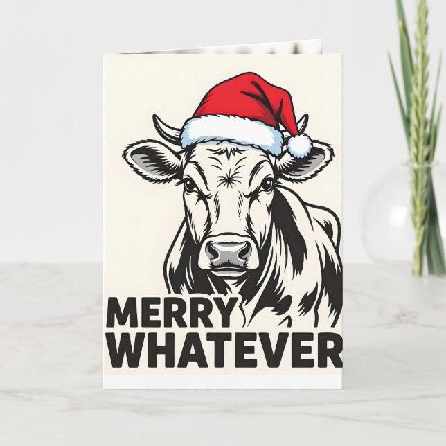 Carte Vache drôle et sarcastique Joyeux Noël ou autre''  (Devant)