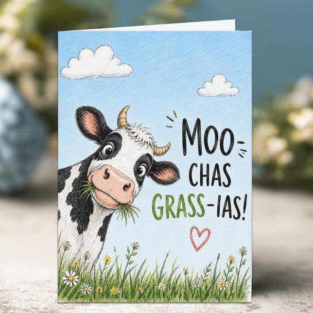 Carte Vache drôle Merci (Funny Cow Thank You Card)