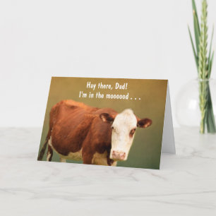 Carte Vache drôle pour papa Anniversaire