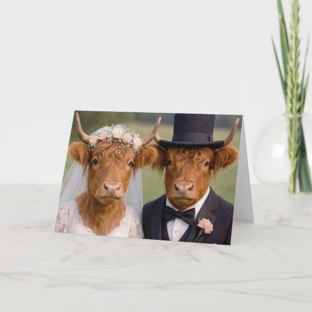 Carte Vache écossaise mariée et marié (Devant)