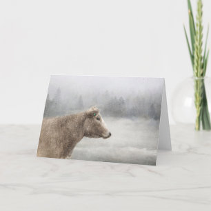 Carte Vache en chute de neige