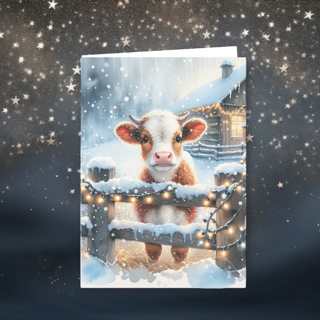 Carte Vache Festive Cute Personnalisée Noël (Créateur téléchargé)
