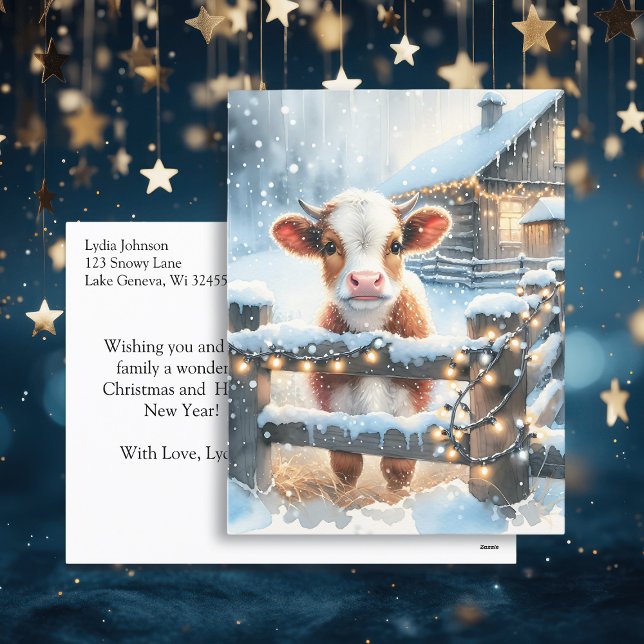 Carte Vache Festive Cute Personnalisée Noël (Créateur téléchargé)