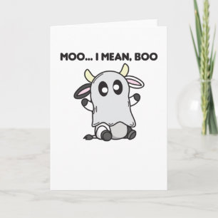 Carte Vache Ghost Cute Kawaii Halloween Moo I Mean Boo