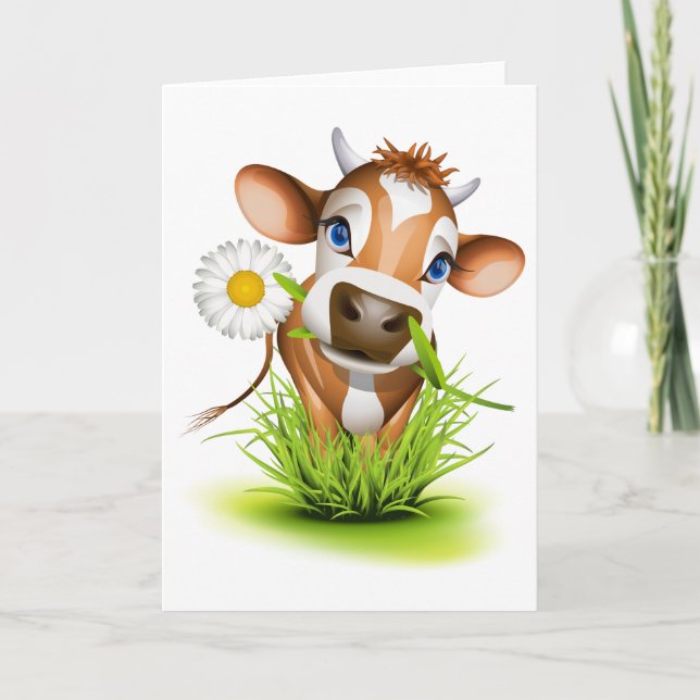 Carte Vache Jersey dans l'herbe (Devant)