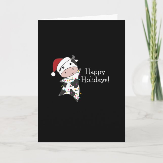 Carte Vache Joyeux Noël Animaux d'hiver Vaches (Devant)