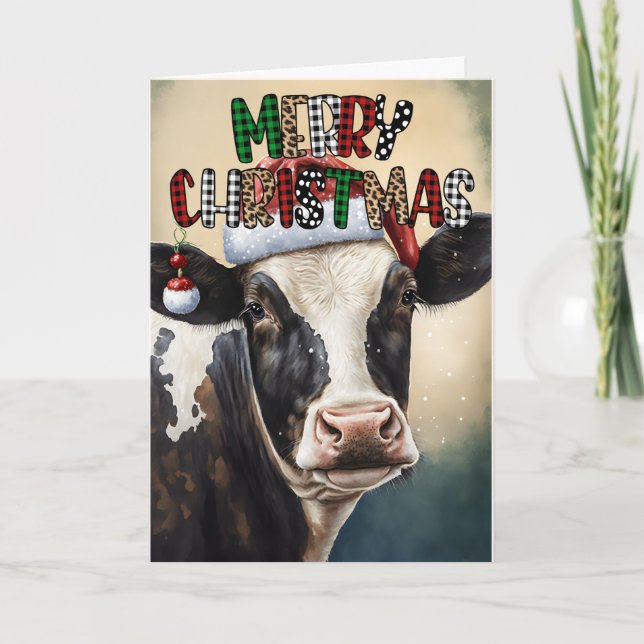 Carte Vache la plus mignonne des fêtes de Noël (Devant)