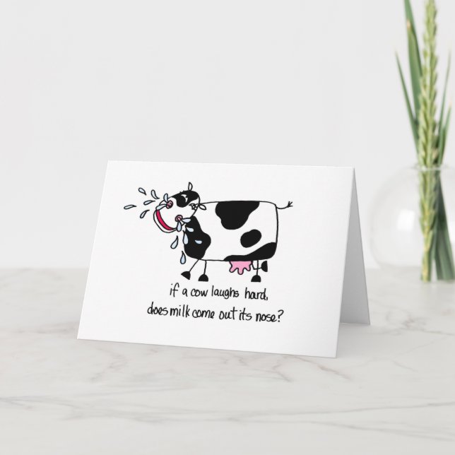 Carte Vache riante, Anniversaire - Personnaliser (Devant)