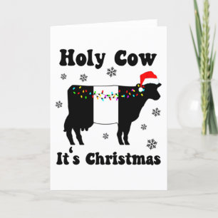 Carte Vache Saint C'est Noël Belted Galloway Beltie Cow