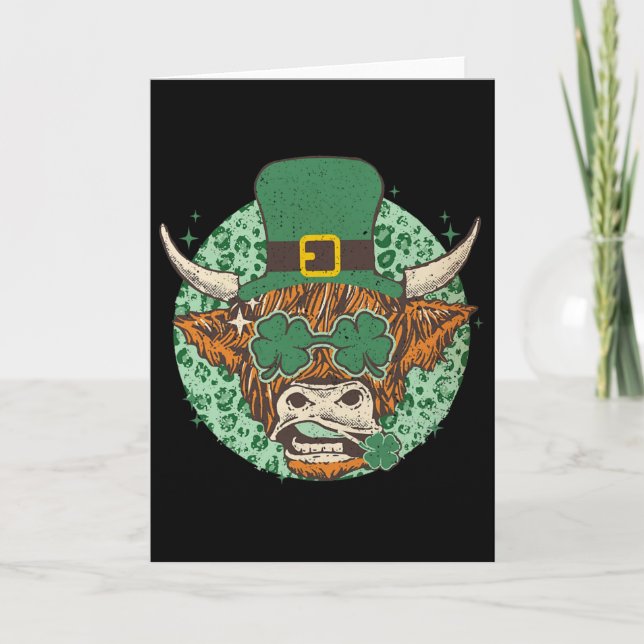 Carte Vache Shamrock Coquette Arc St Patrick's Day  (Devant)