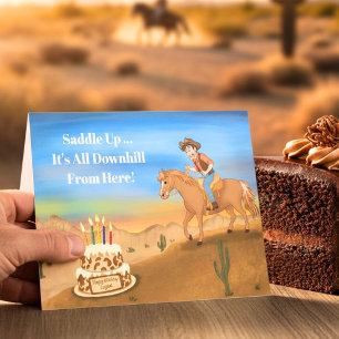 Carte Vacher Drôle Anniversaire à Cheval