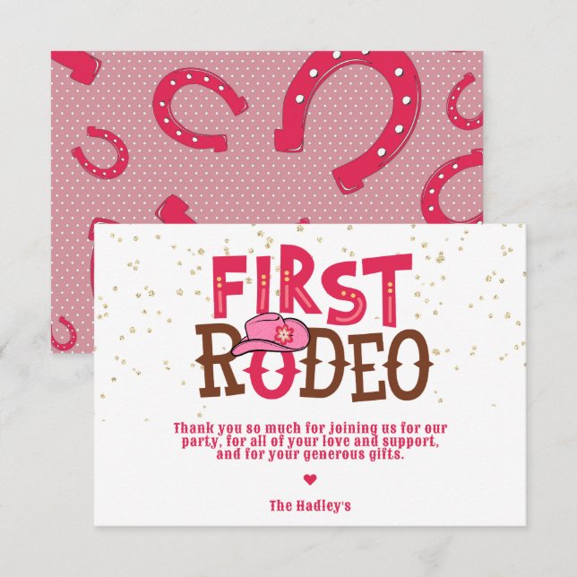 Carte Vacheresse Rose 1er Rodéo Merci (Devant / Derrière)