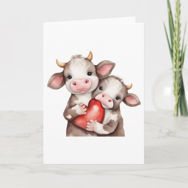 Carte Vaches adorables Saint-Valentin (Devant)