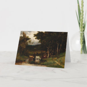 Carte Vaches dans le ruisseau près des arbres - Edward B
