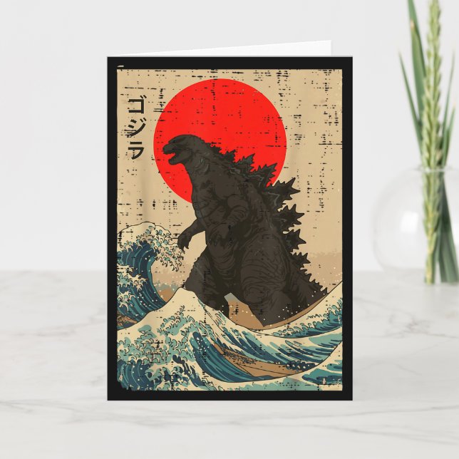 Carte Vague de Kaiju japonais Soleil rouge Japon Monstre (Devant)