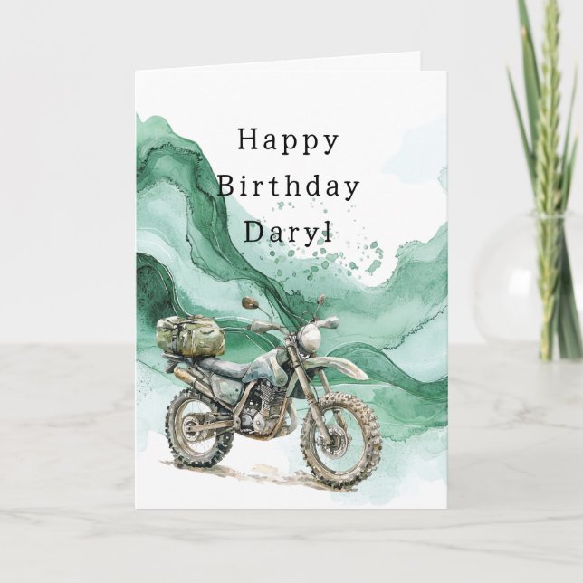 Carte Vague Vert Anniversaire Moto Abstrait (Devant)