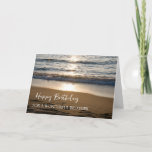 Carte Vagues à Sunset Beach Brother Anniversaire<br><div class="desc">Carte d'anniversaire pour frère avec une belle photo des vagues s'écrasant sur la plage au coucher du soleil et vers réfléchis.</div>