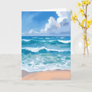Carte Vagues de l'océan bleu Aquarelle de mer de plage