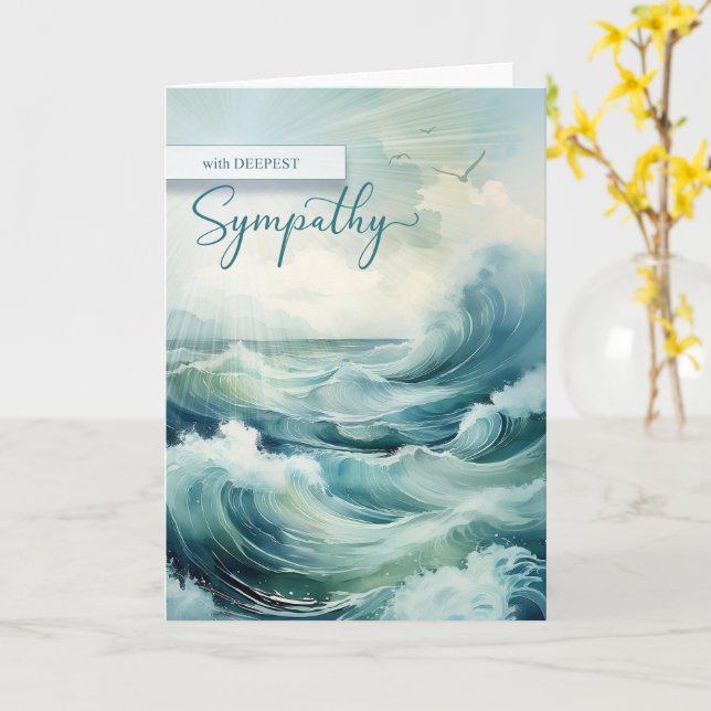 Carte Vagues de l'océan et mouettes de sympathie (Fleur jaune)