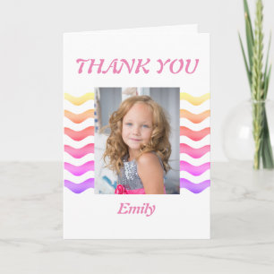Carte Vagues roses girly modernes Photo de joyeux annive