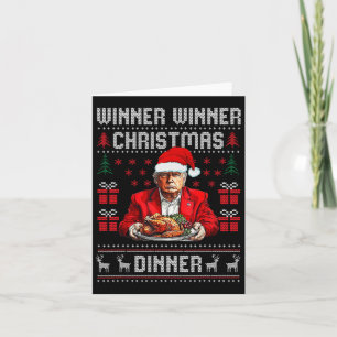 Carte Vainqueur du dîner de Noël Père Noël Trump Ugly Sw